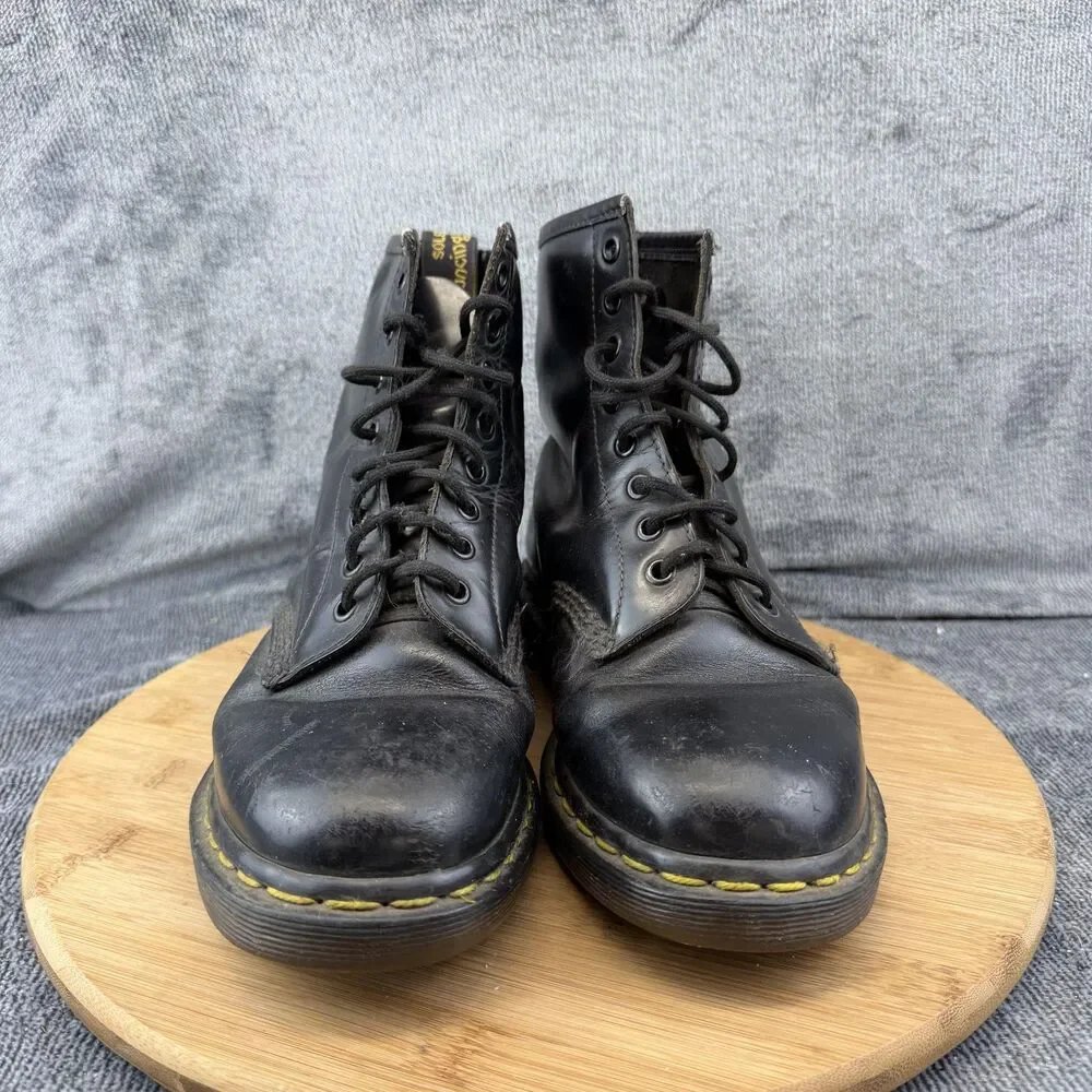 Dr. Martens 1460 Boots Mens Size 6 Black Leather Combat Lace Up Made In England